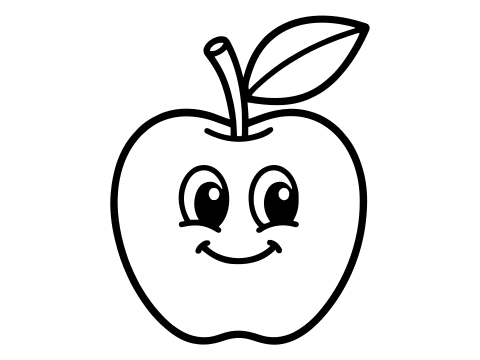 Coloriage en noir et blanc à imprimer : Pomme