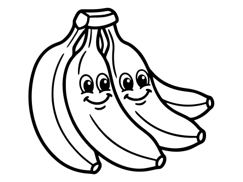 Coloriage en noir et blanc à imprimer : Bananes