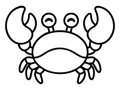 Desenho de caranguejo para colorir e imprimir, em preto e branco