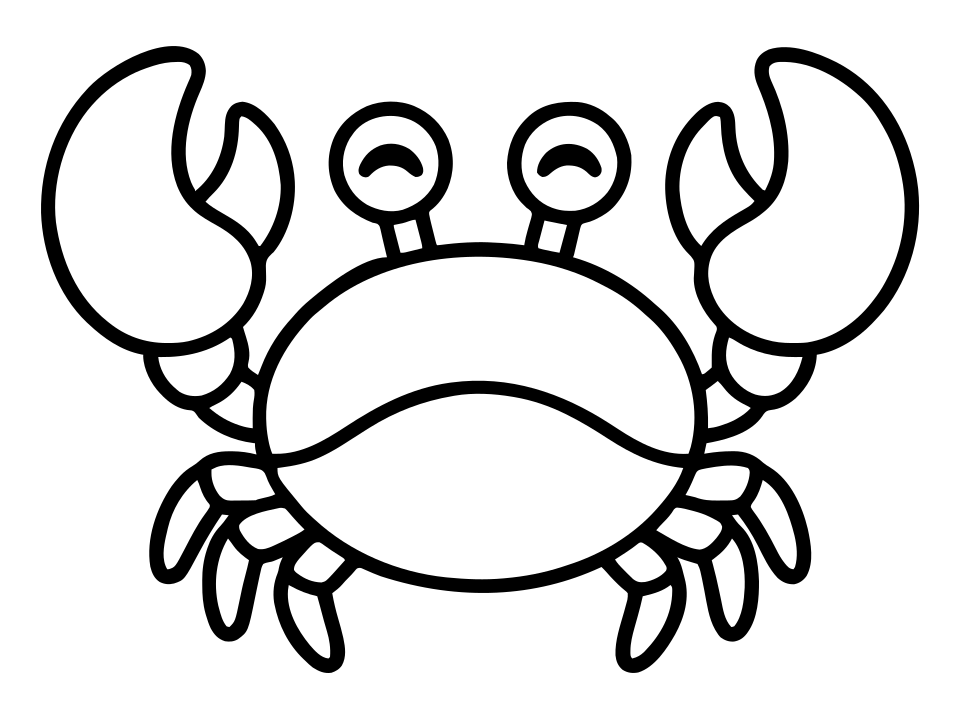 Schwarz-weißes Ausmalbild zum Ausdrucken: Krabbe