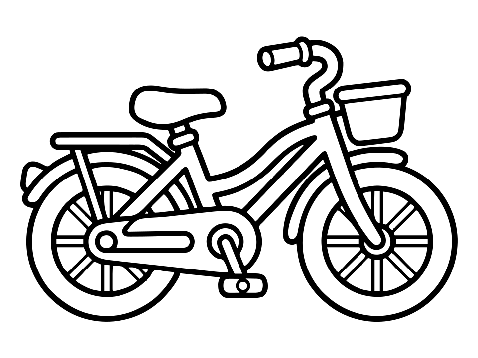 Black and white bicycle coloring page to print