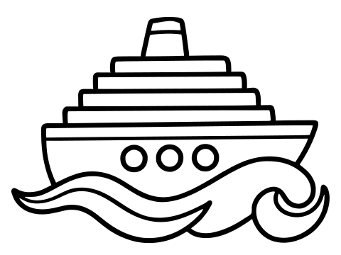 Coloriage en noir et blanc à imprimer : Bateau