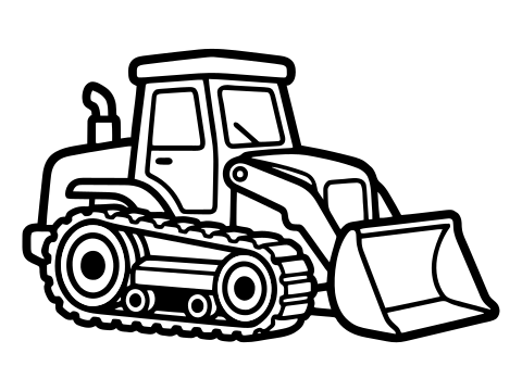 Coloriage en noir et blanc à imprimer : Bulldozer